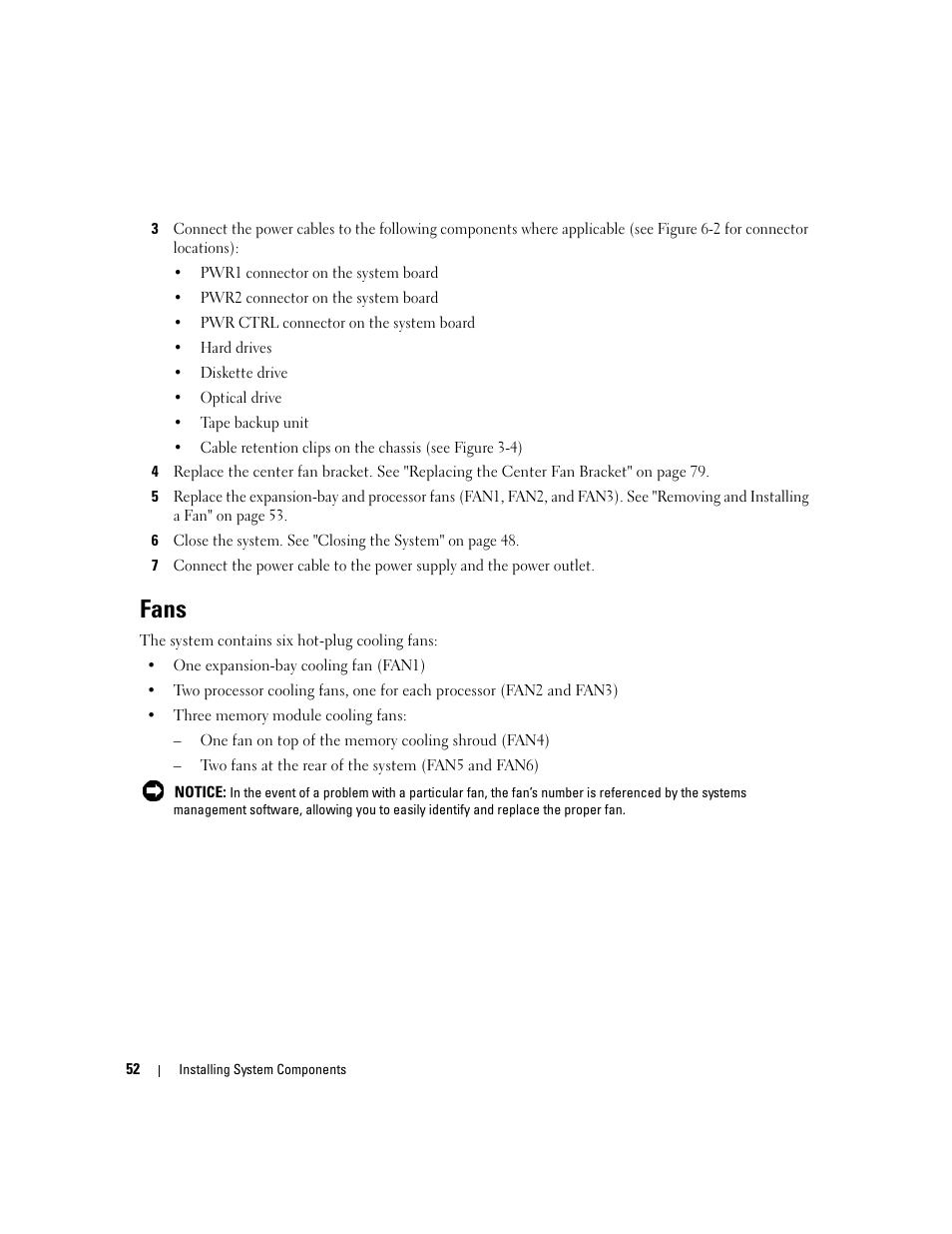 Fans | Dell PowerEdge 1900 User Manual | Page 52 / 166
