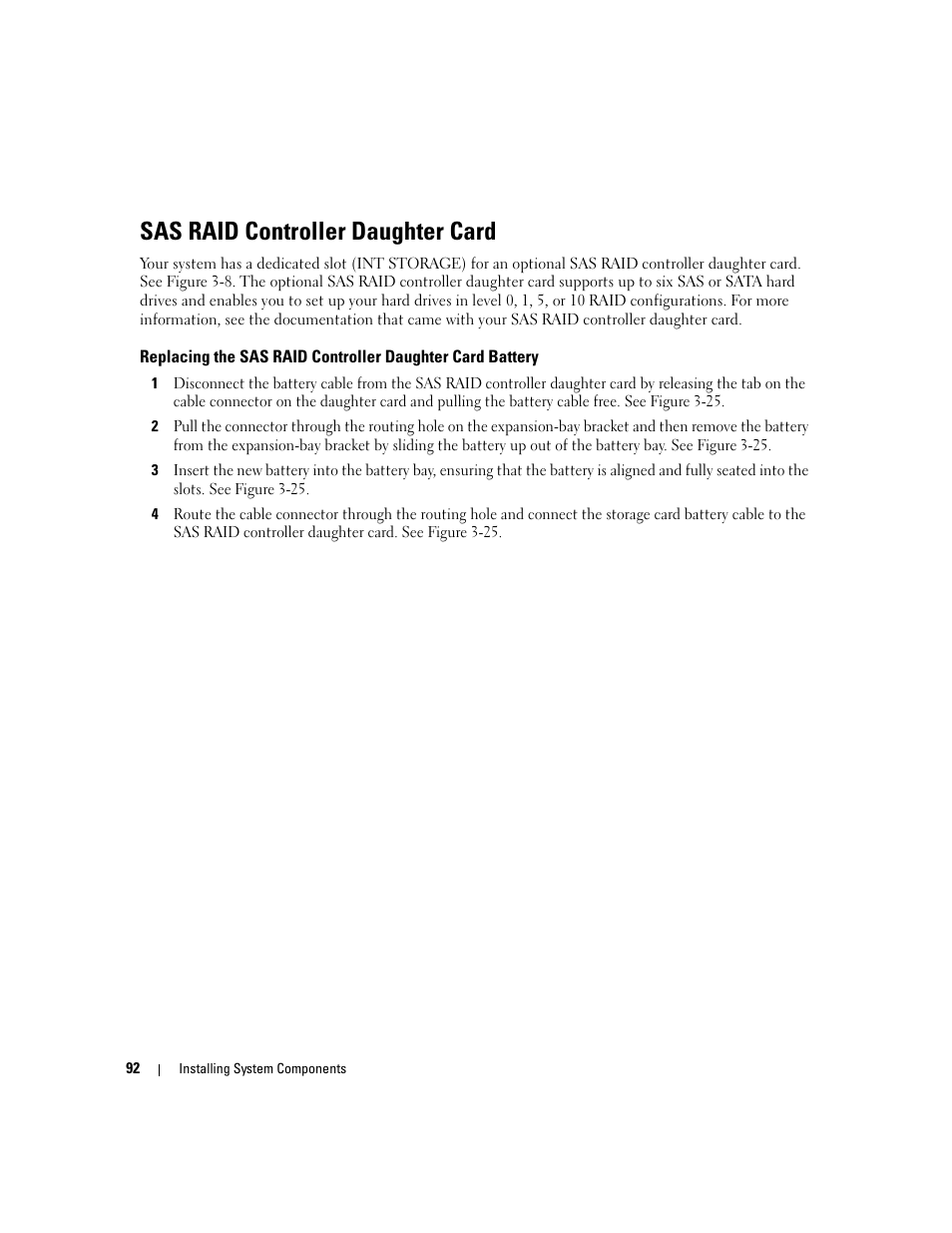 Sas raid controller daughter card | Dell PowerEdge 1900 User Manual | Page 92 / 166