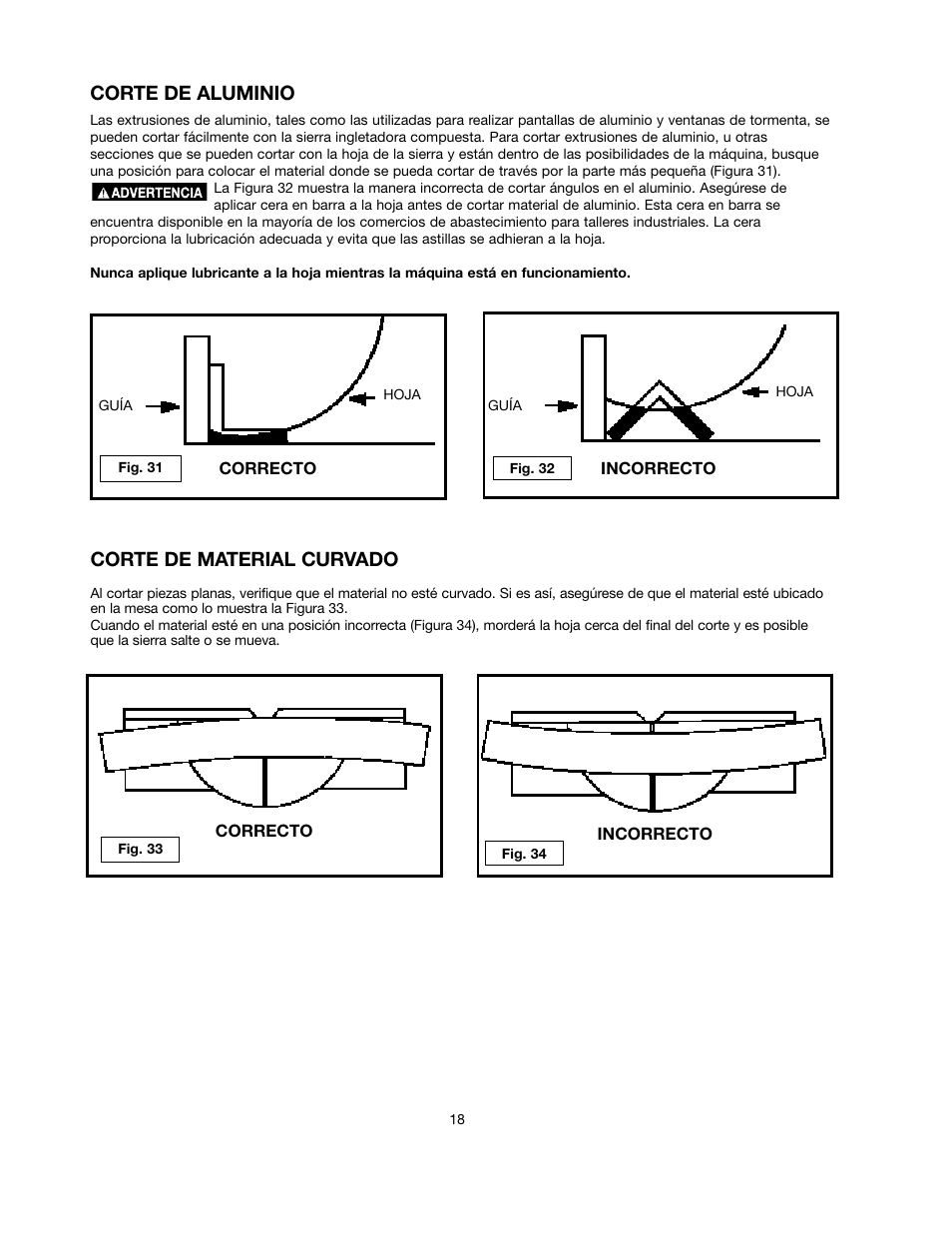 Corte de aluminio, Corte de material curvado | Black & Decker BT2000L User Manual | Page 18 / 64