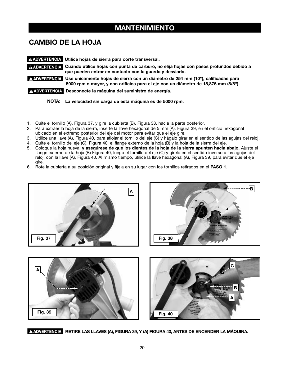 Mantenimiento cambio de la hoja | Black & Decker BT2000L User Manual | Page 20 / 64