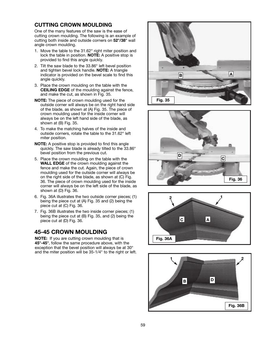 45 crown moulding, Cutting crown moulding | Black & Decker BT2000L User Manual | Page 59 / 64