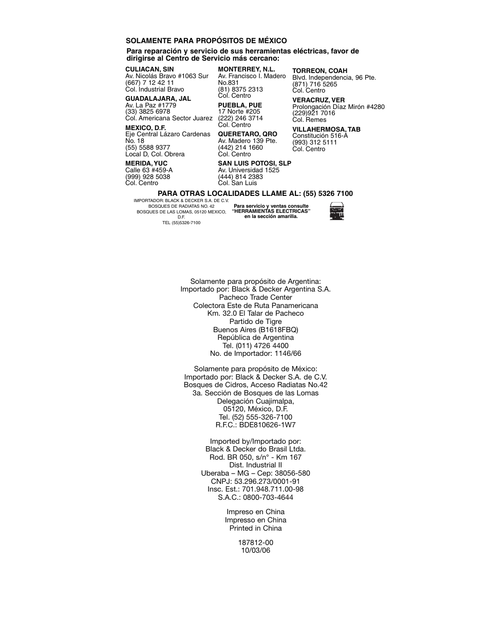Black & Decker BT2000L User Manual | Page 64 / 64