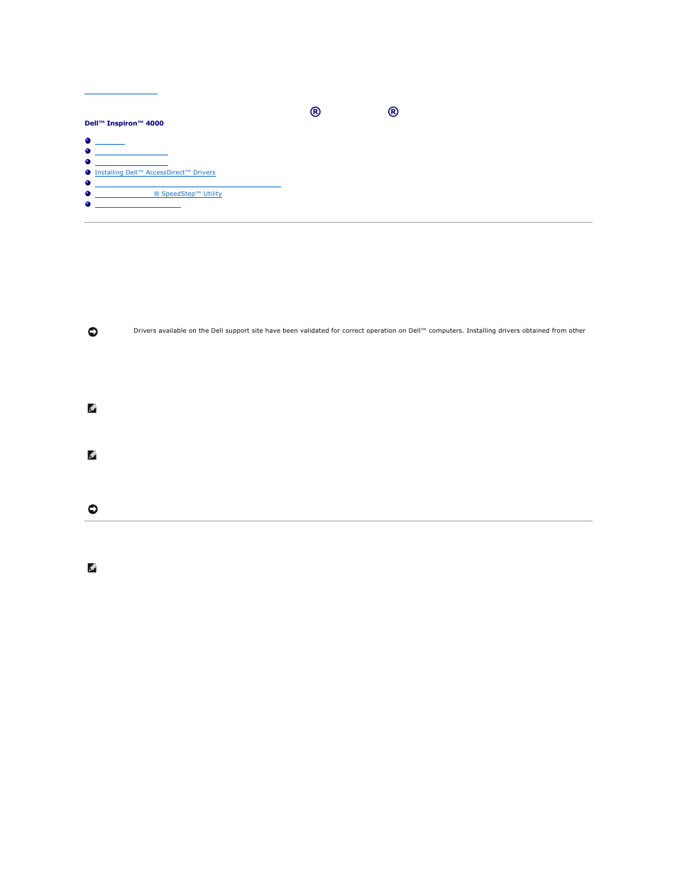 Drivers and utilities for microsoft® windows® 2000, Overview, Installing video drivers | Dell Inspiron 4000 User Manual | Page 2 / 63