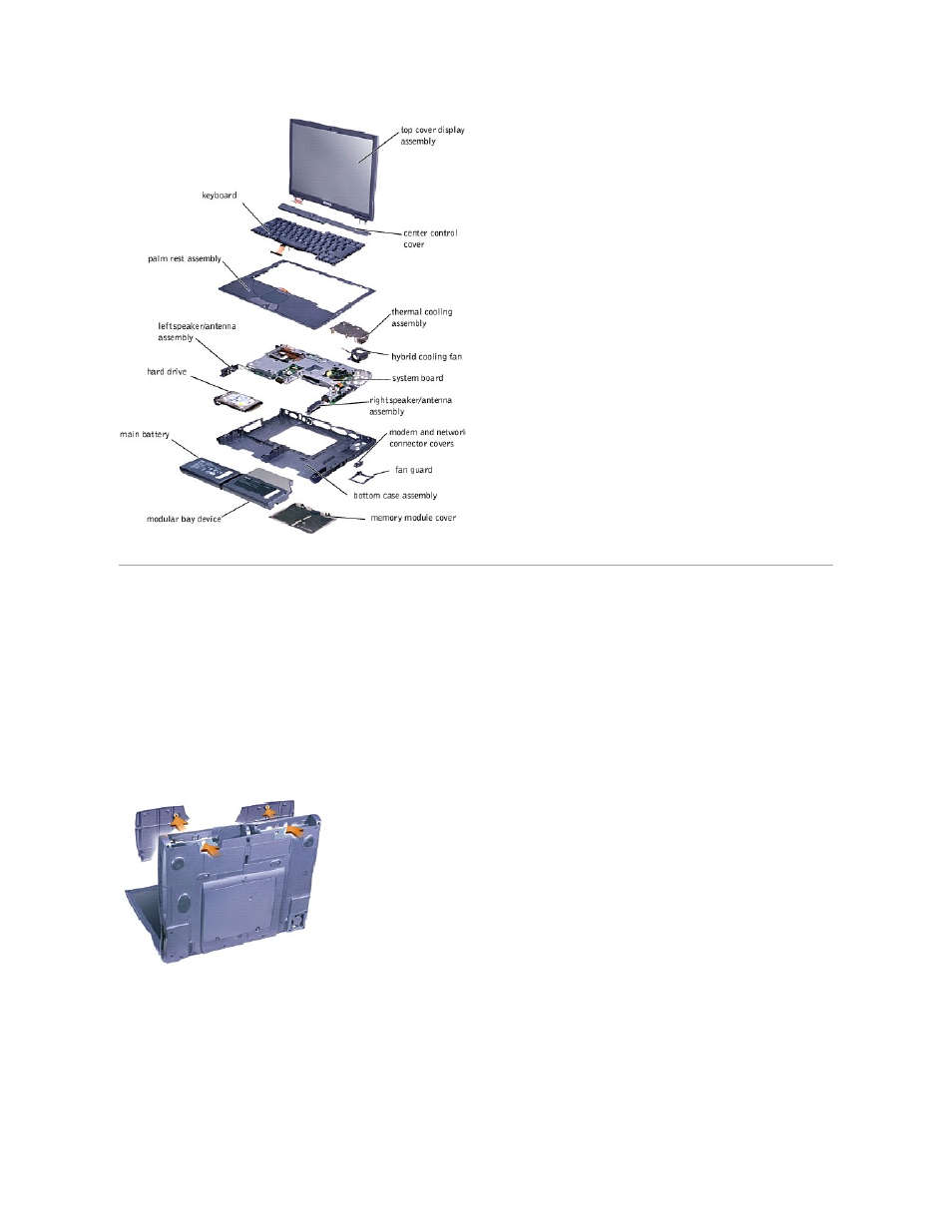 Replacing the palm rests | Dell Inspiron 4000 User Manual | Page 25 / 63