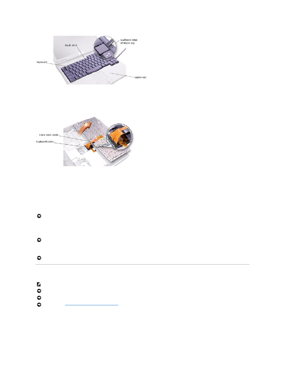 Removing the display assembly, Replacing the keyboard assembly | Dell Inspiron 4000 User Manual | Page 30 / 63