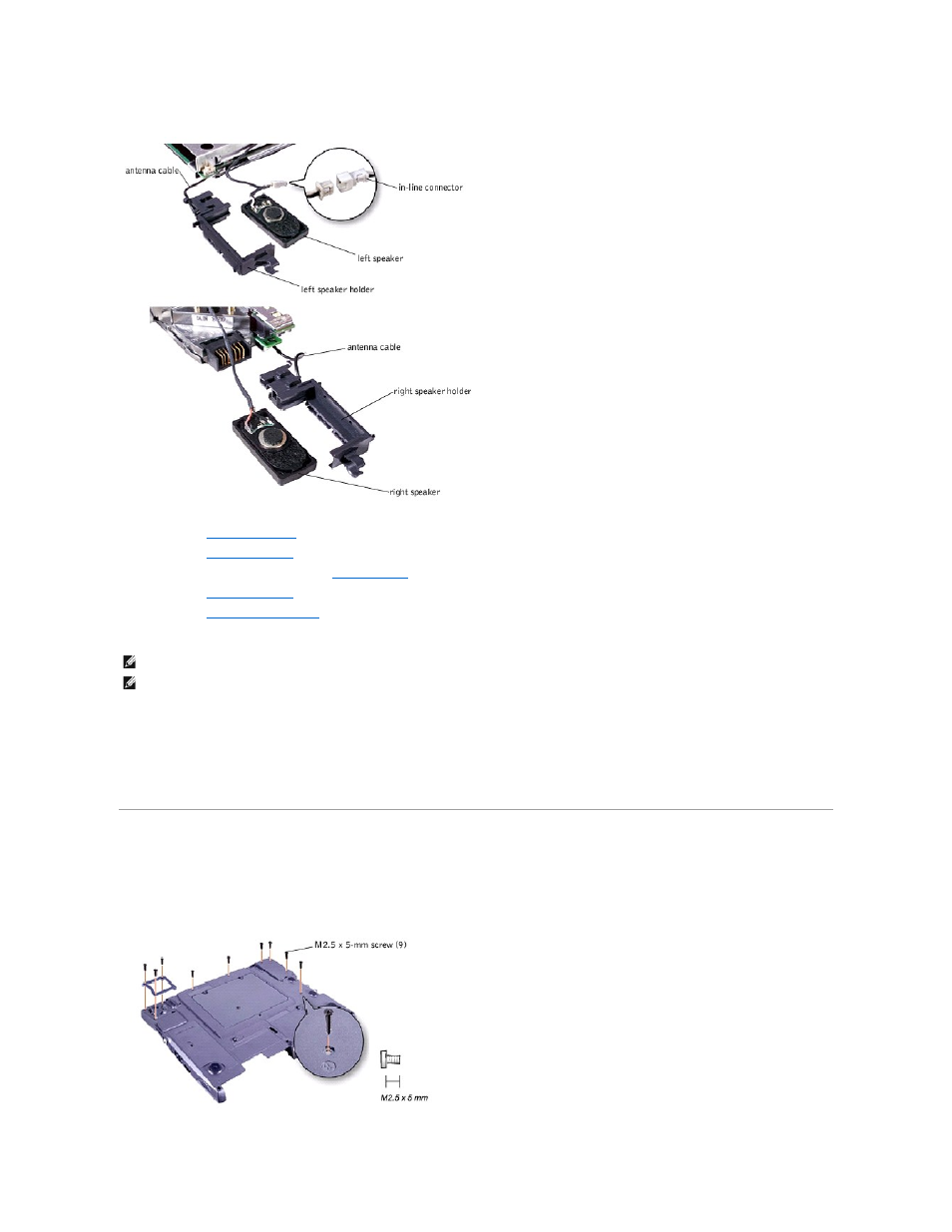 System board assembly, Replacing the speaker assembly | Dell Inspiron 4000 User Manual | Page 39 / 63