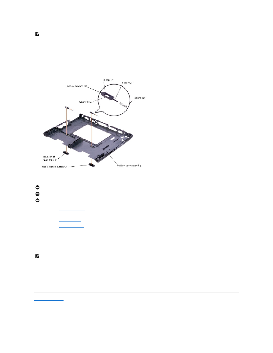 Module latch assemblies, Removing the module latch assemblies | Dell Inspiron 4000 User Manual | Page 41 / 63