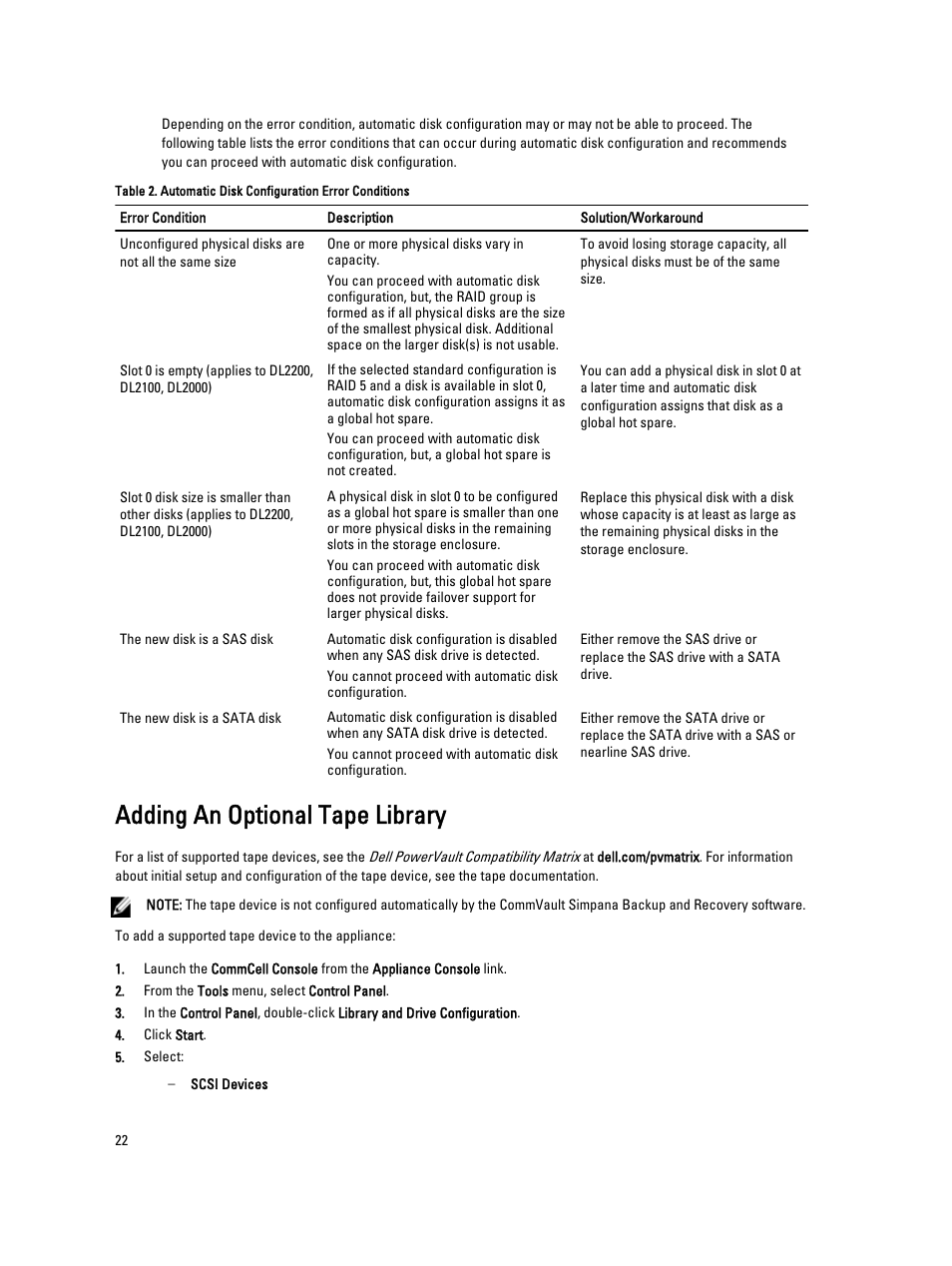 Adding an optional tape library | Dell PowerVault DL2000 User Manual | Page 22 / 52