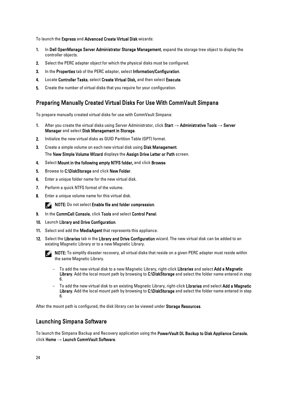 Launching simpana software | Dell PowerVault DL2000 User Manual | Page 24 / 52