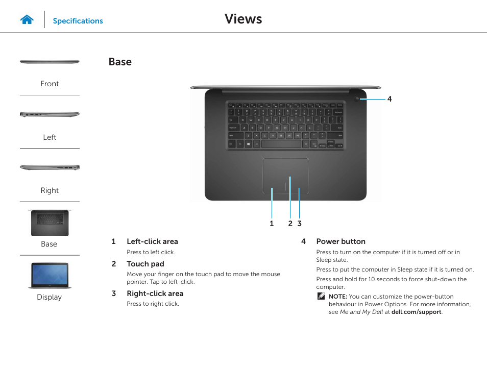 Base, Views | Dell Inspiron 15 (7548, Late 2014) User Manual | Page 5 / 23