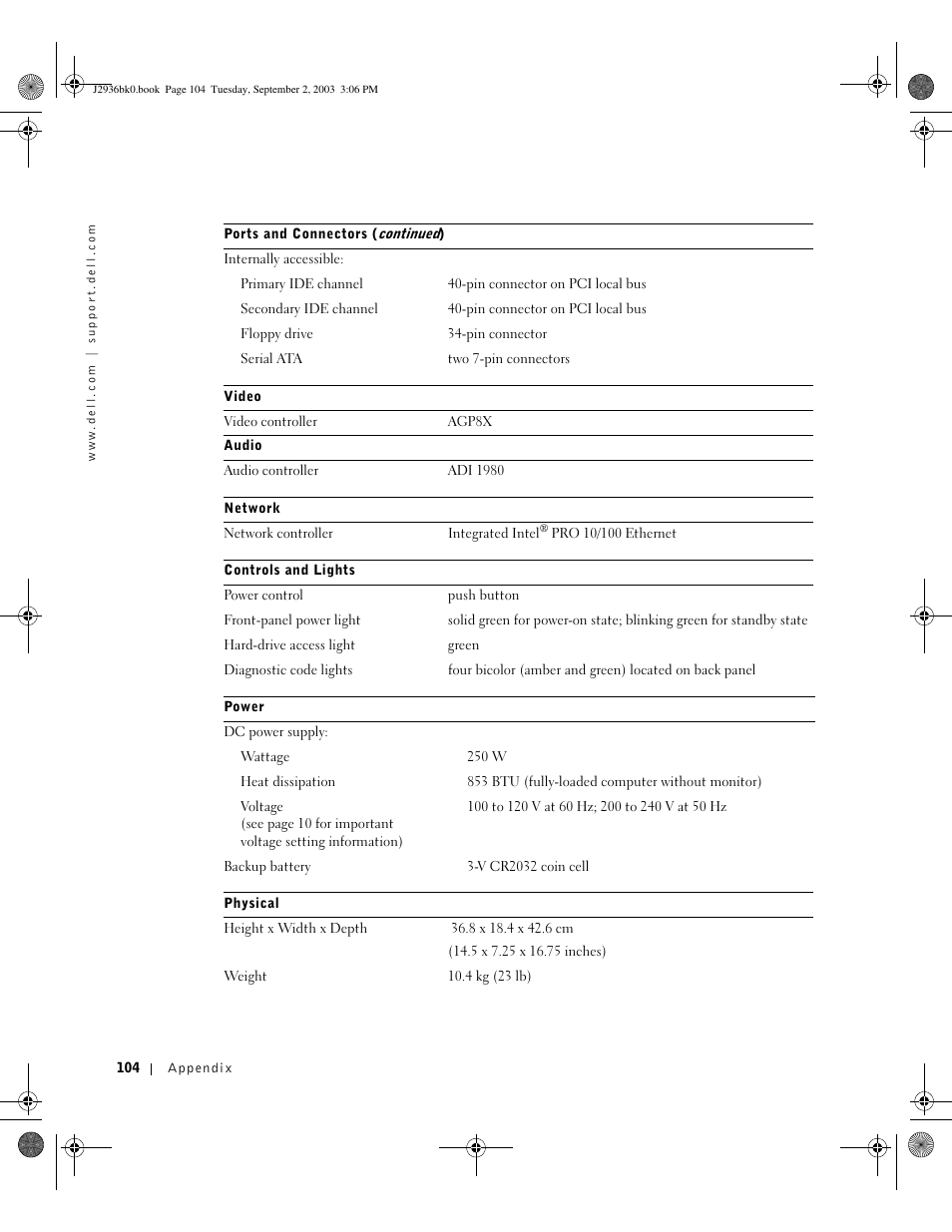 Dell Dimension 4600 User Manual | Page 104 / 148
