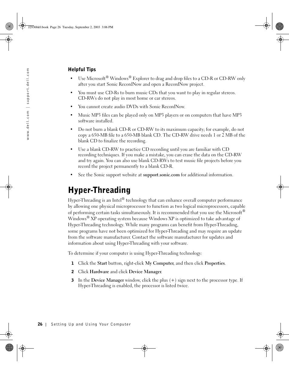 Hyper-threading | Dell Dimension 4600 User Manual | Page 26 / 148