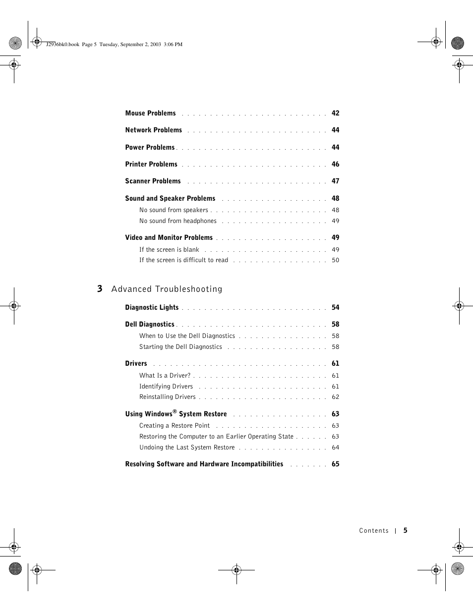 3 advanced troubleshooting | Dell Dimension 4600 User Manual | Page 5 / 148