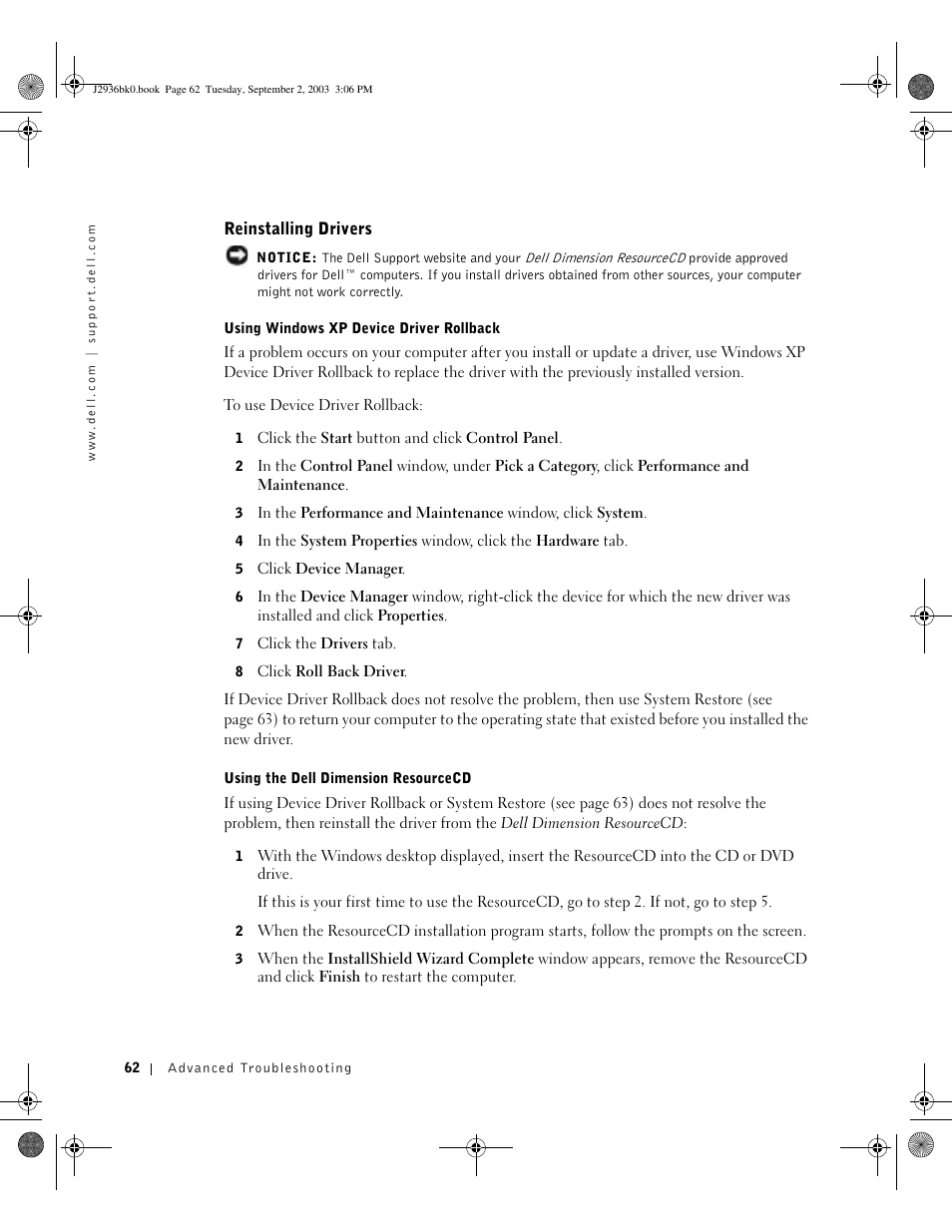 Dell Dimension 4600 User Manual | Page 62 / 148