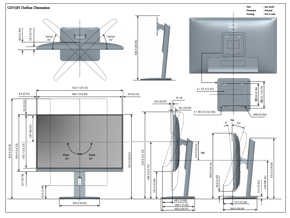 Dell U2715H Monitor User Manual | 1 page
