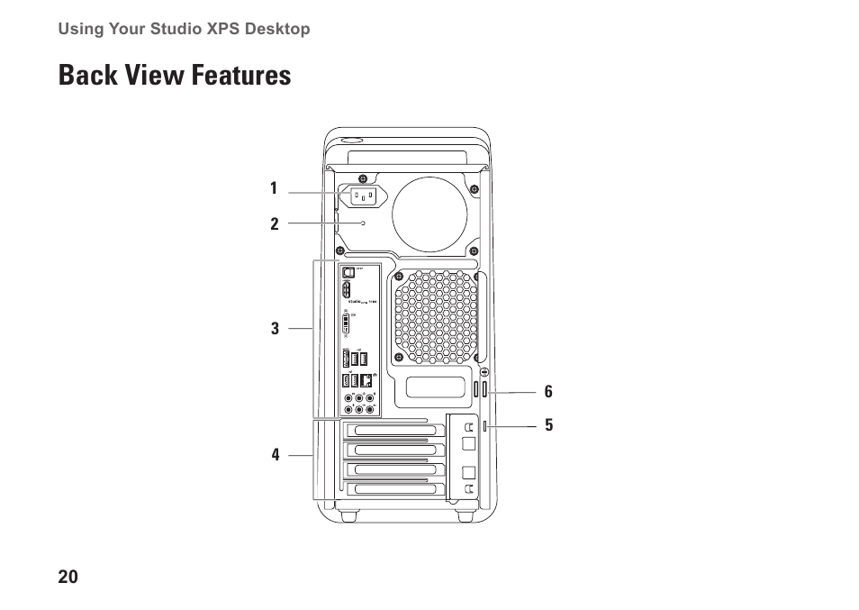 Back view features | Dell Studio XPS 7100 (Mid 2010) User Manual | Page 22 / 74