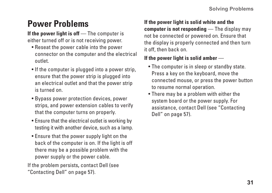 Power problems | Dell Studio XPS 7100 (Mid 2010) User Manual | Page 33 / 74