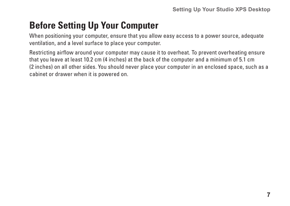 Before setting up your computer | Dell Studio XPS 7100 (Mid 2010) User Manual | Page 9 / 74