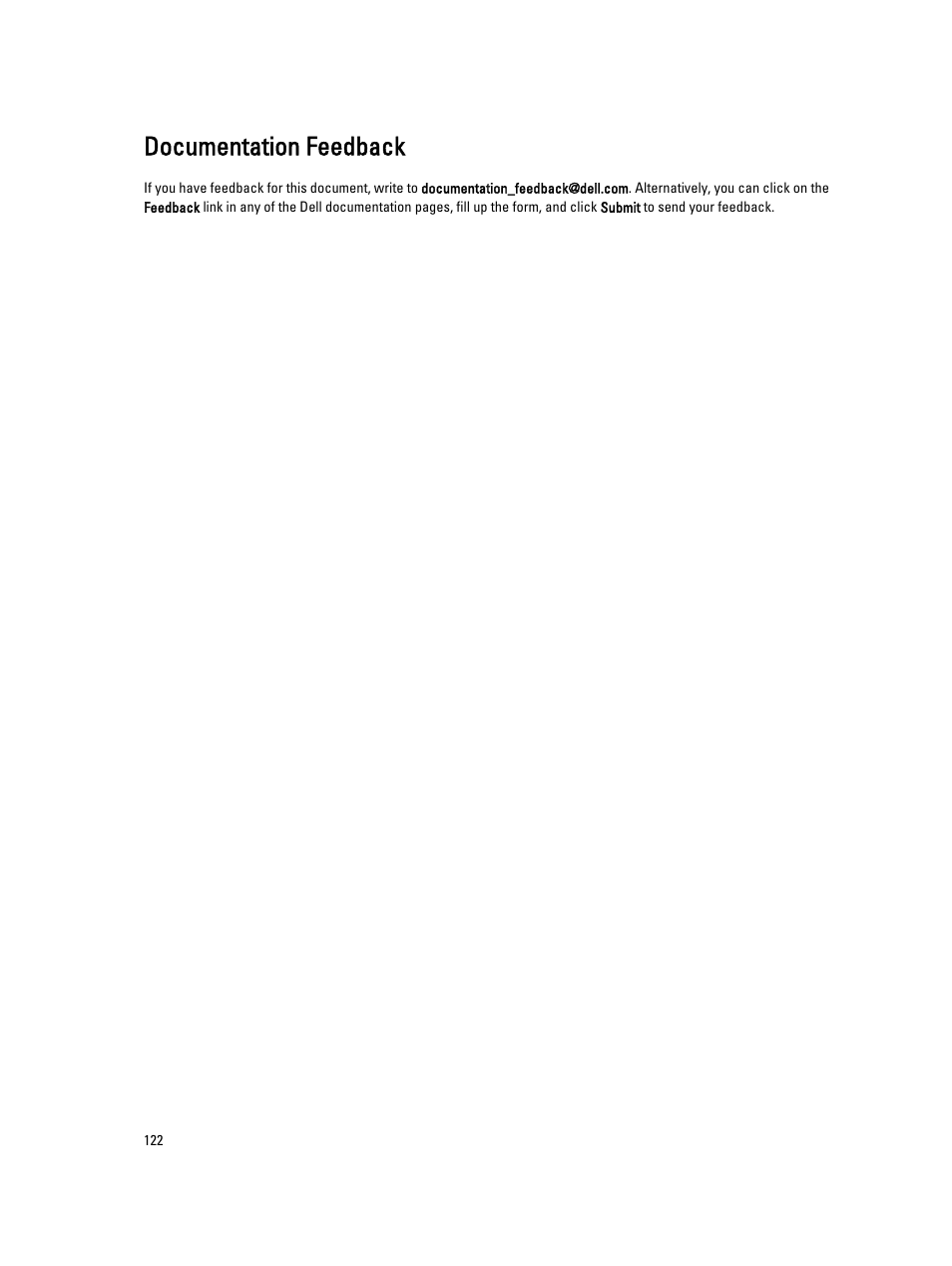 Documentation feedback | Dell PowerVault DR4100 User Manual | Page 122 / 122