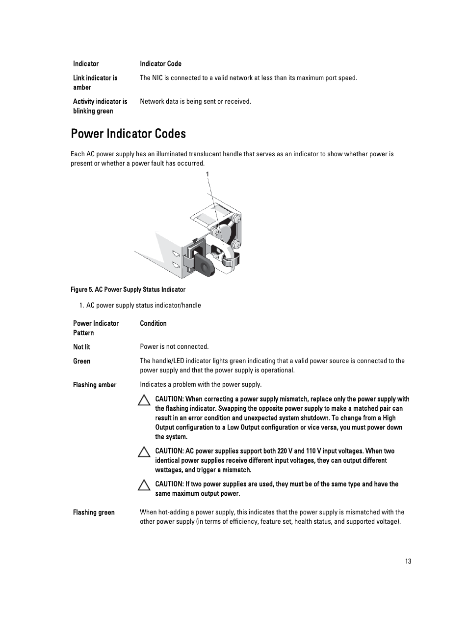 Power indicator codes | Dell PowerVault DR4100 User Manual | Page 13 / 122
