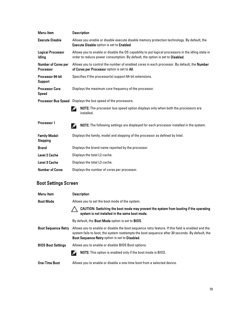 Boot settings screen | Dell PowerVault DR4100 User Manual | Page 19 / 122