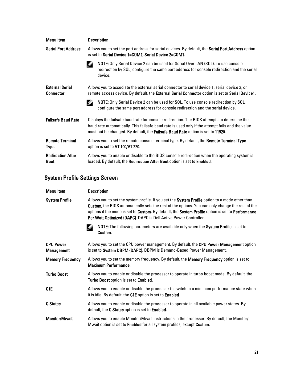 System profile settings screen | Dell PowerVault DR4100 User Manual | Page 21 / 122