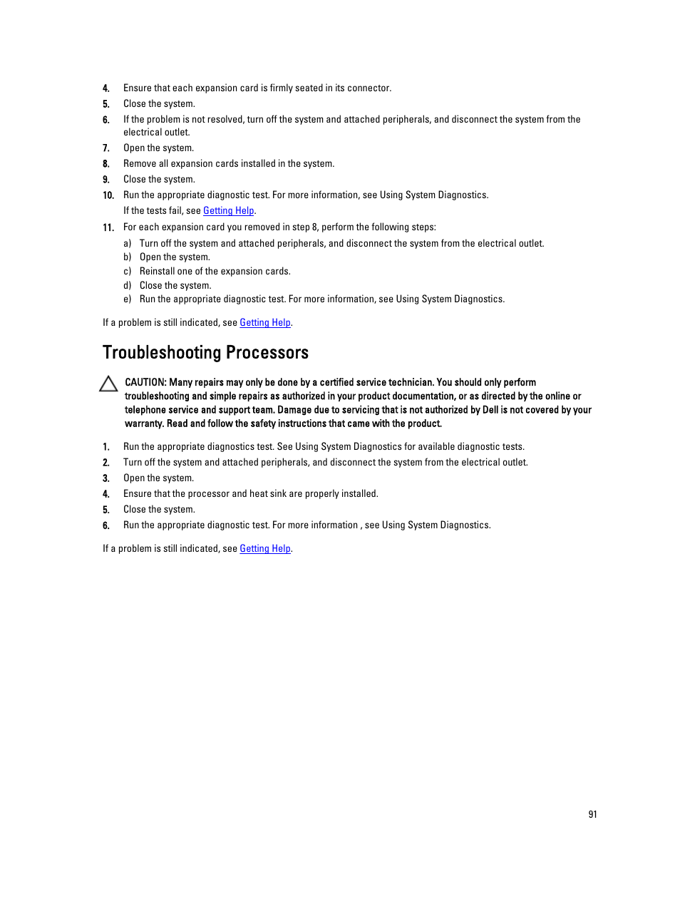 Troubleshooting processors | Dell PowerVault DR4100 User Manual | Page 91 / 122