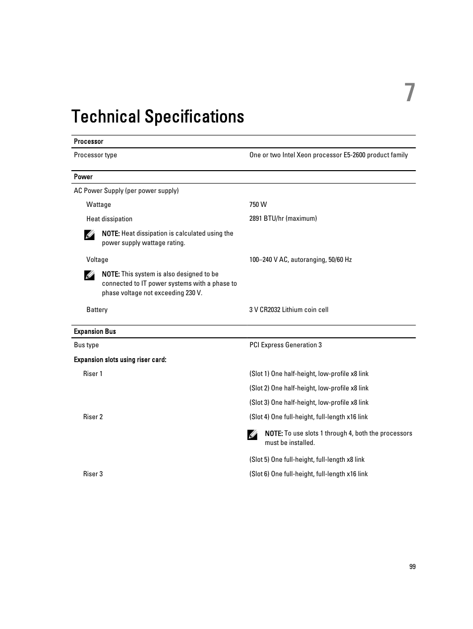 Technical specifications, 7 technical specifications | Dell PowerVault DR4100 User Manual | Page 99 / 122