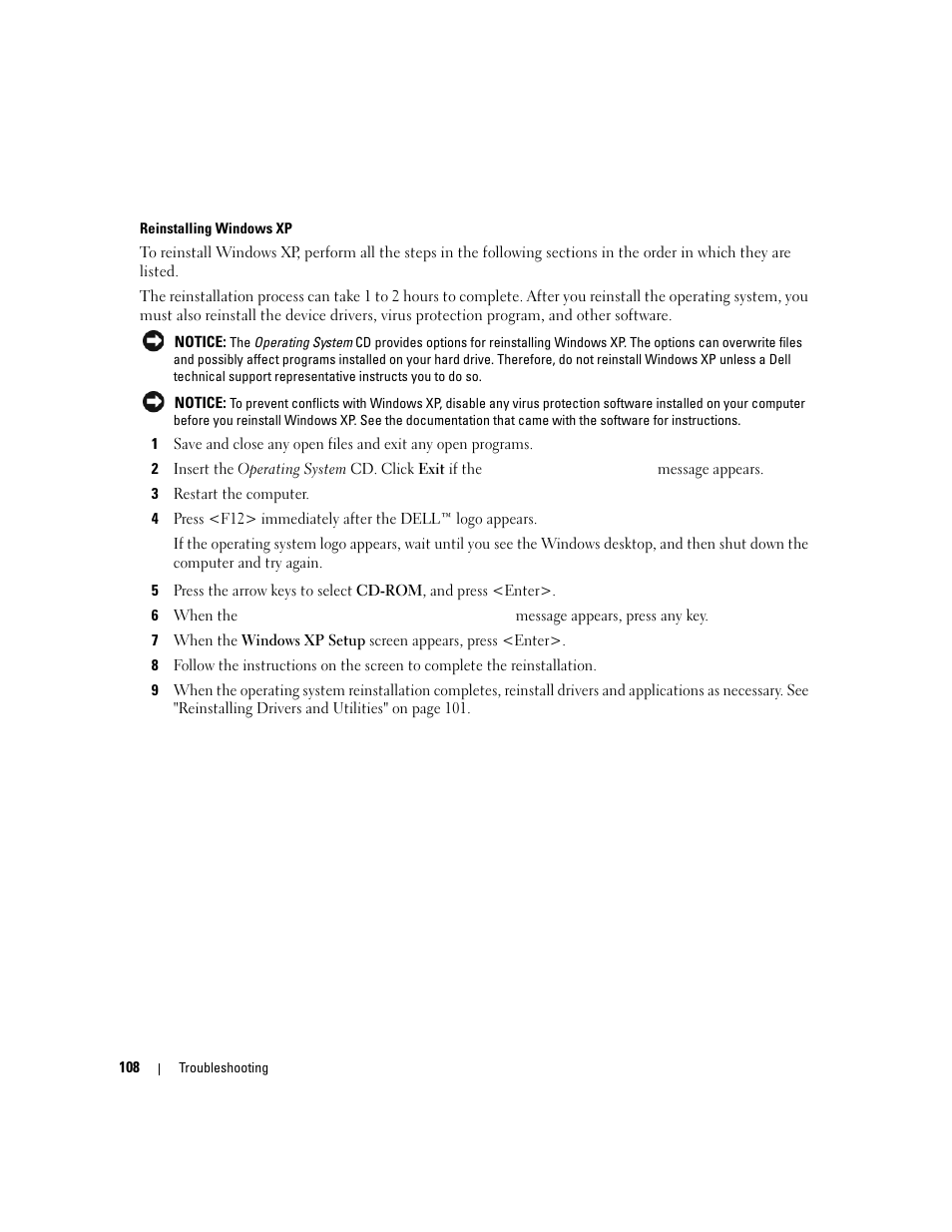 Dell Inspiron 640M User Manual | Page 108 / 188