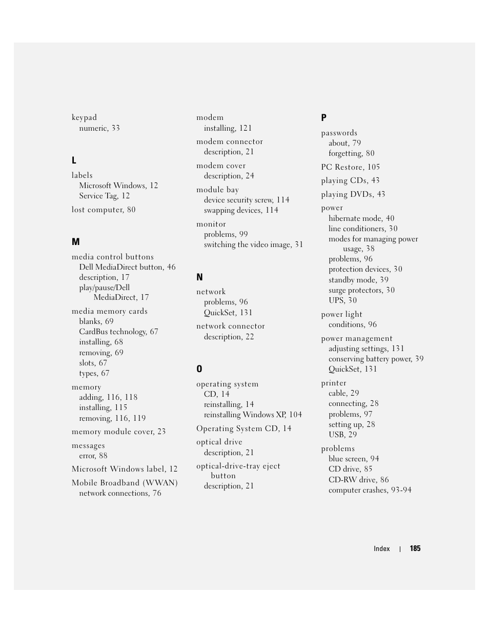 Dell Inspiron 640M User Manual | Page 185 / 188