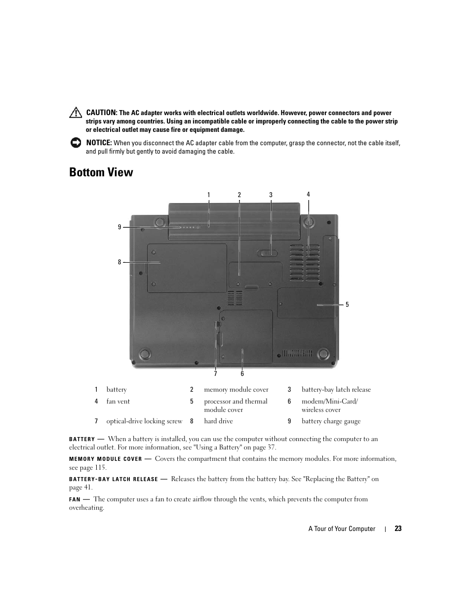 Bottom view | Dell Inspiron 640M User Manual | Page 23 / 188