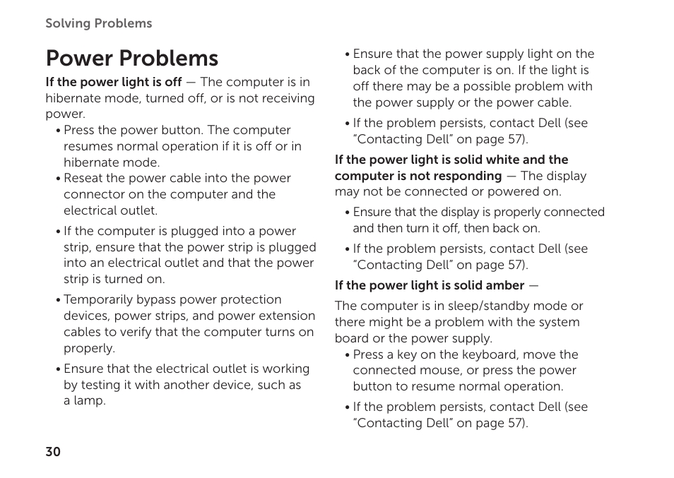 Power problems | Dell Inspiron 620 (Mid 2011) User Manual | Page 32 / 72