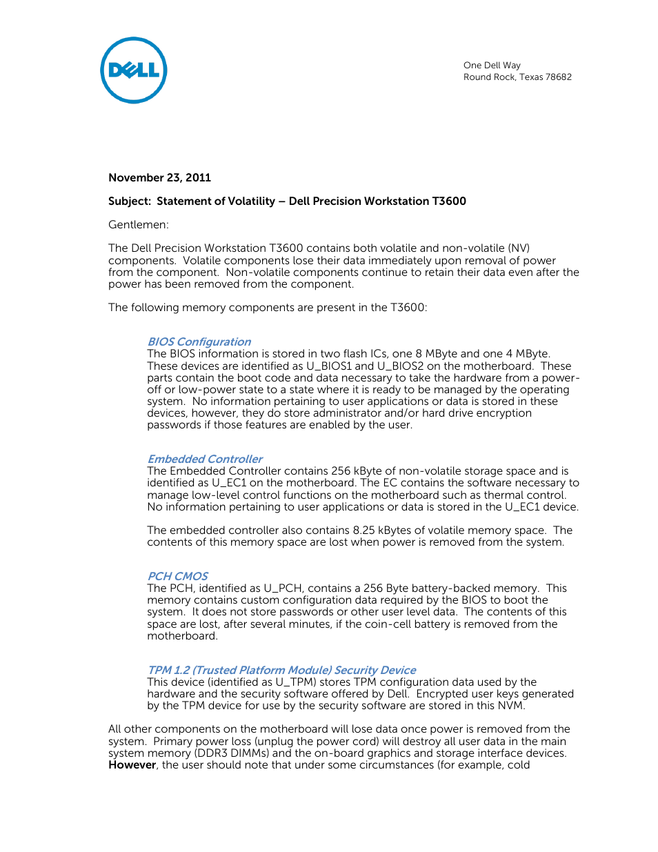 Dell Precision T3600 (Mid 2012) User Manual | 3 pages