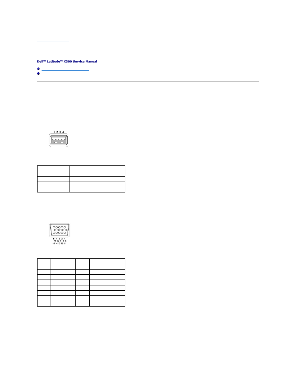 Pin assignments for i/o connectors, Pin assignments for the computer, Usb connector 2.0 | Video connector, Ieee 1394 connector | Dell Latitude X300 User Manual | Page 31 / 50