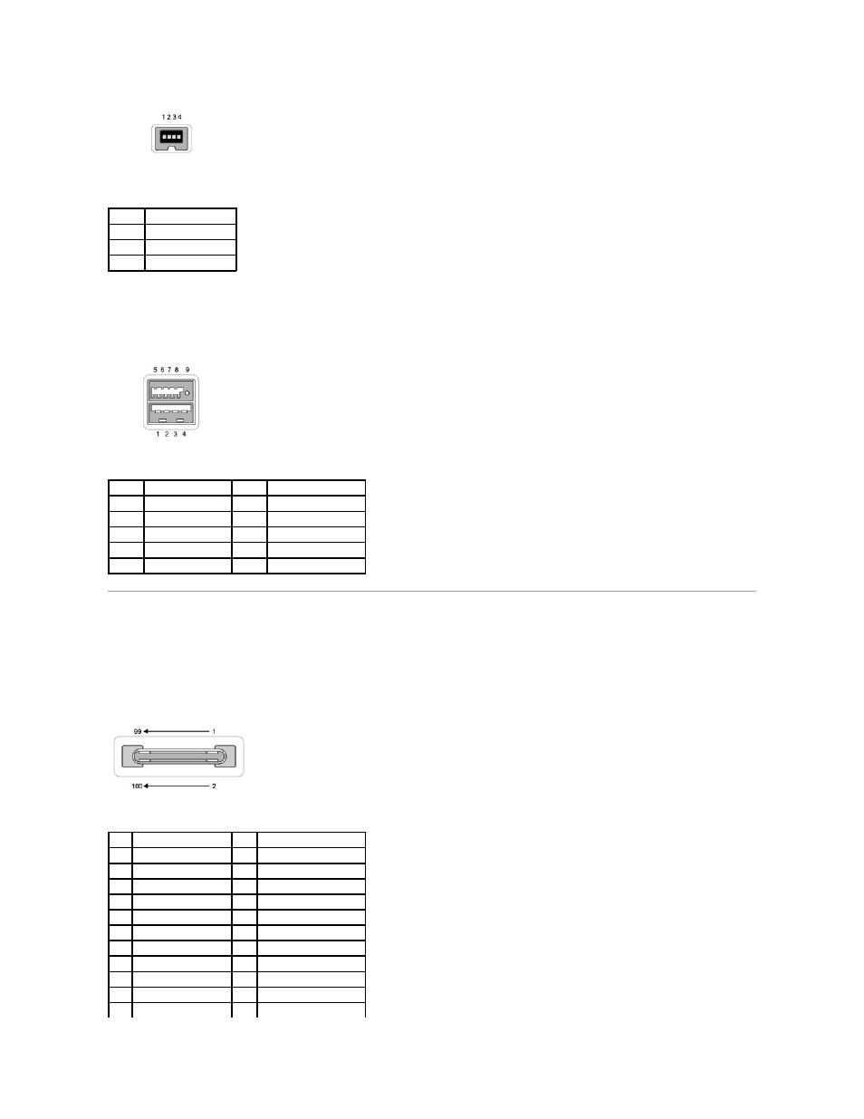 Pin assignments for the media base, Dell d/bay connector, Docking connector | Dell Latitude X300 User Manual | Page 32 / 50