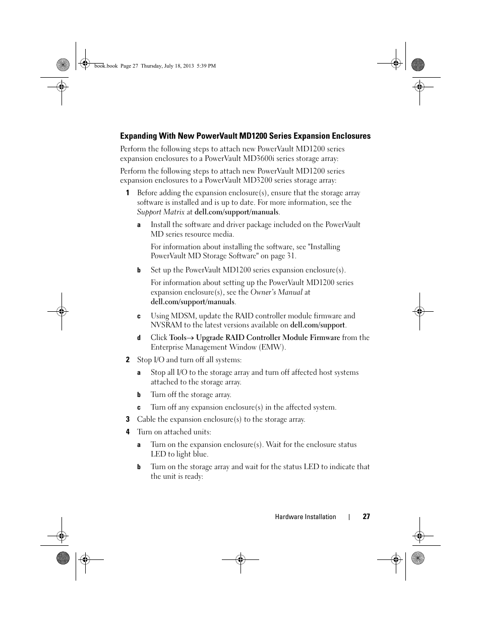Expanding with new powervault md1200, Series expansion enclosures | Dell POWERVAULT MD3620I User Manual | Page 27 / 86