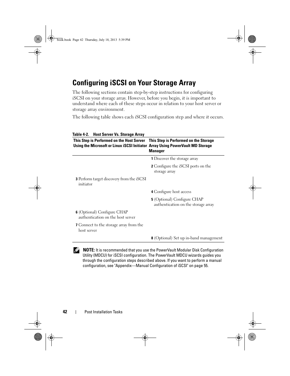 Configuring iscsi on your storage array | Dell POWERVAULT MD3620I User Manual | Page 42 / 86