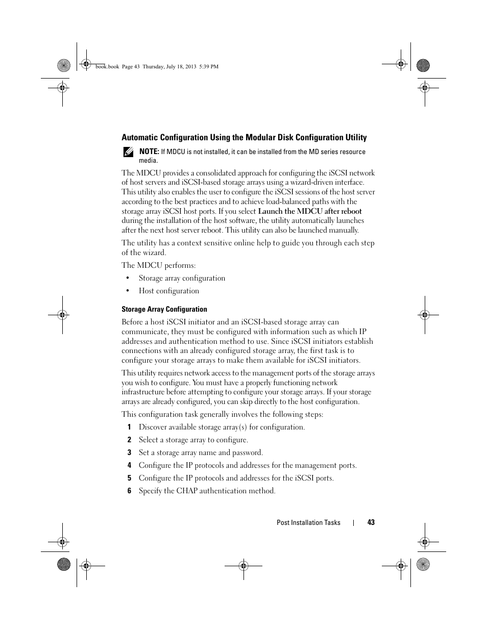 Automatic configuration using the modular, Disk configuration utility | Dell POWERVAULT MD3620I User Manual | Page 43 / 86