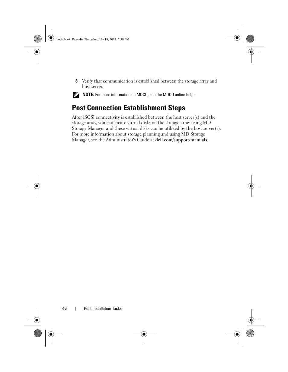 Post connection establishment steps | Dell POWERVAULT MD3620I User Manual | Page 46 / 86