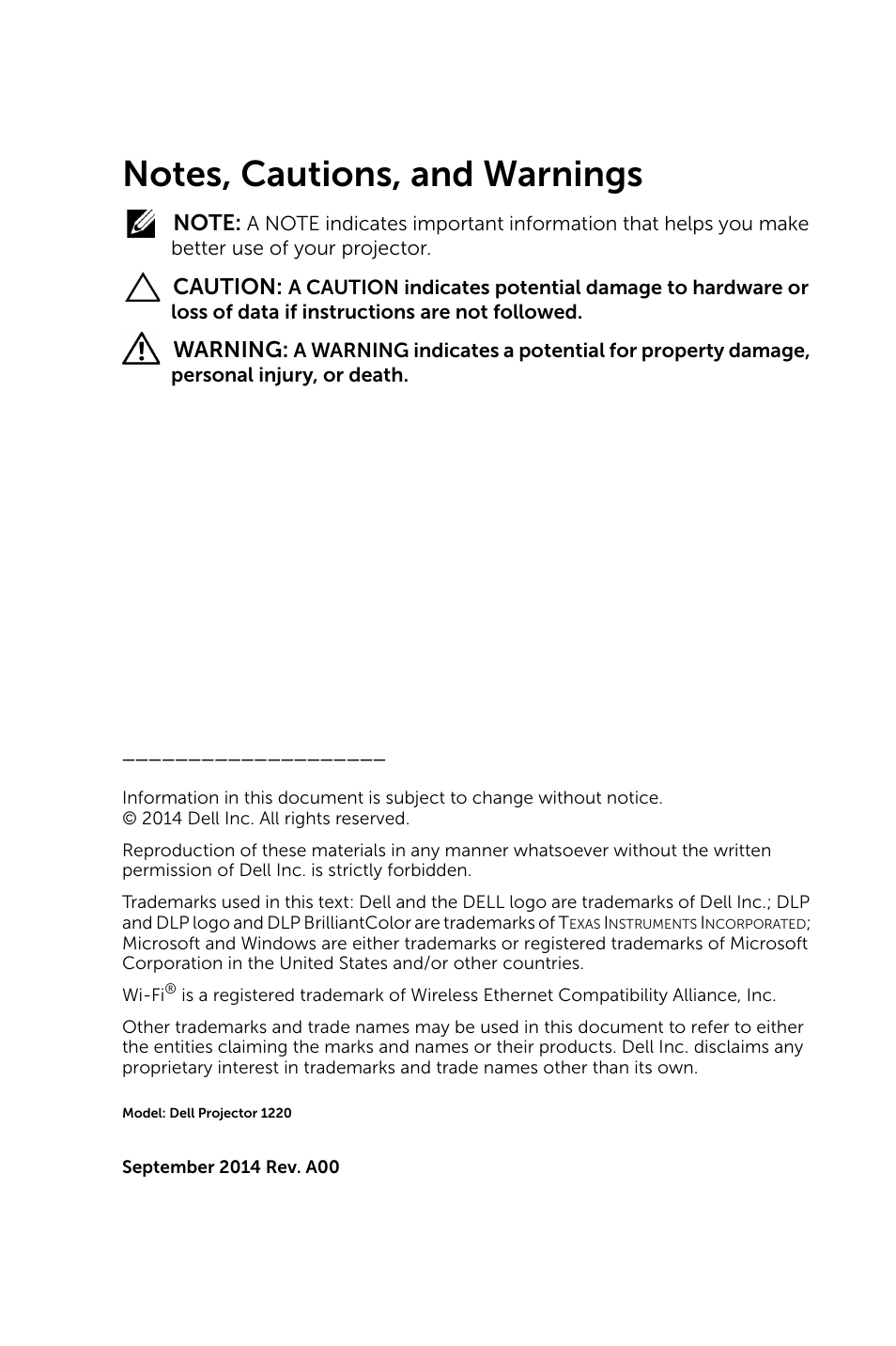 Dell Projector 1220 User Manual | Page 2 / 55