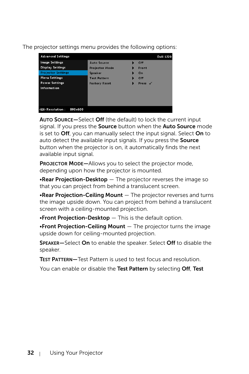 Dell Projector 1220 User Manual | Page 32 / 55