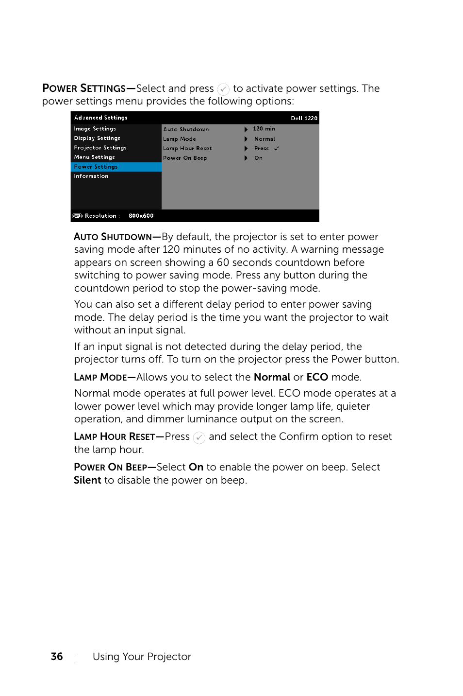 Dell Projector 1220 User Manual | Page 36 / 55