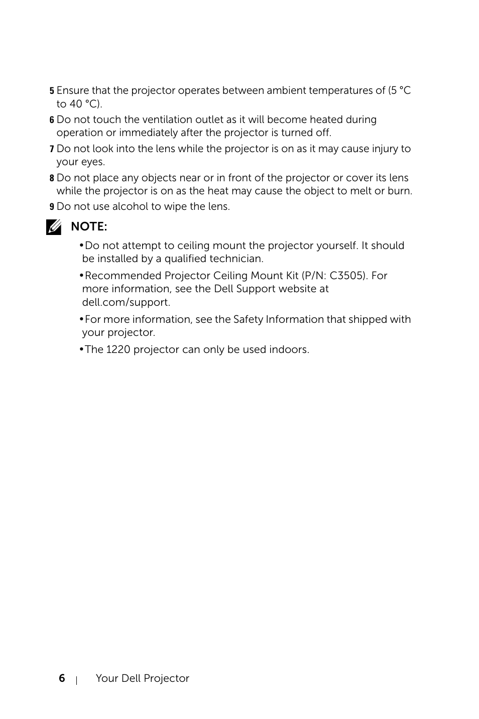 Dell Projector 1220 User Manual | Page 6 / 55