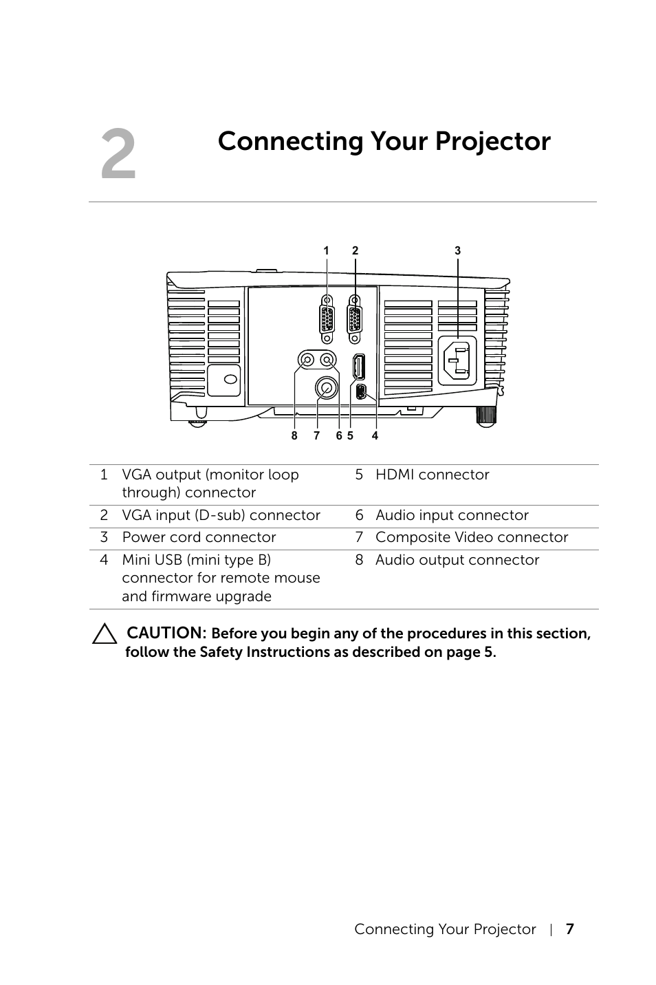 Connecting your projector | Dell Projector 1220 User Manual | Page 7 / 55