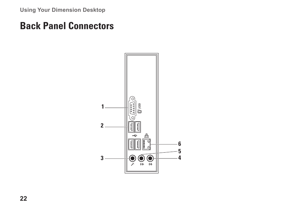 Back panel connectors | Dell Dimension 2010 User Manual | Page 24 / 90