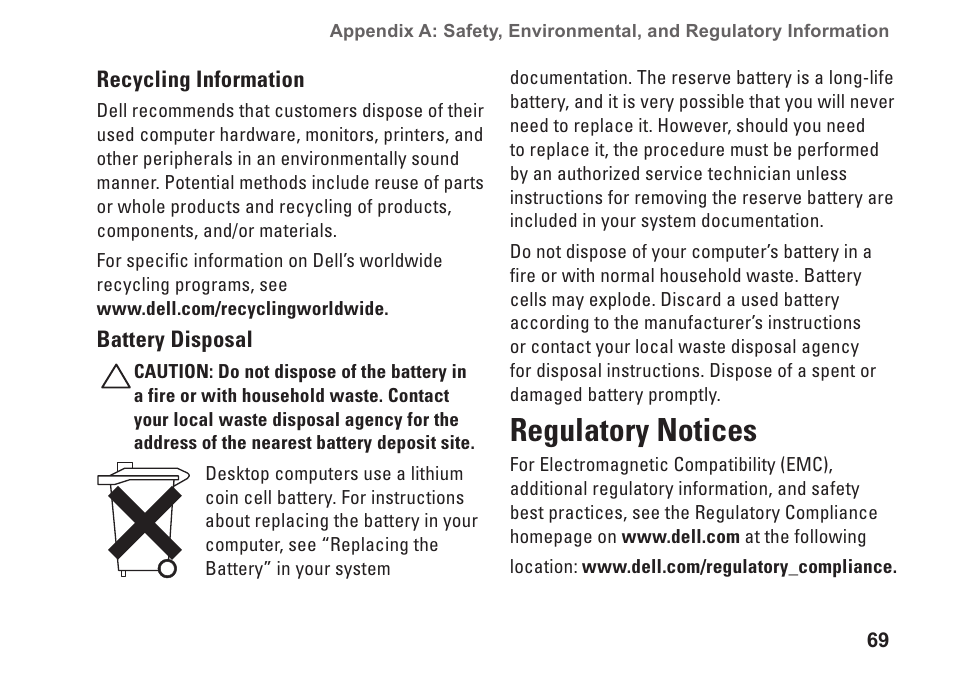 Regulatory notices | Dell Dimension 2010 User Manual | Page 71 / 90