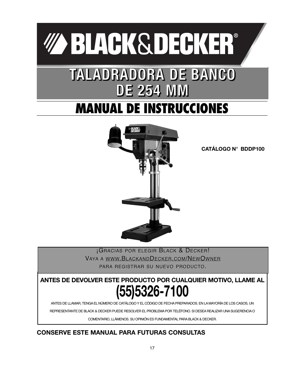 Manual de instrucciones | Black & Decker BDDP100 User Manual | Page 17 / 38