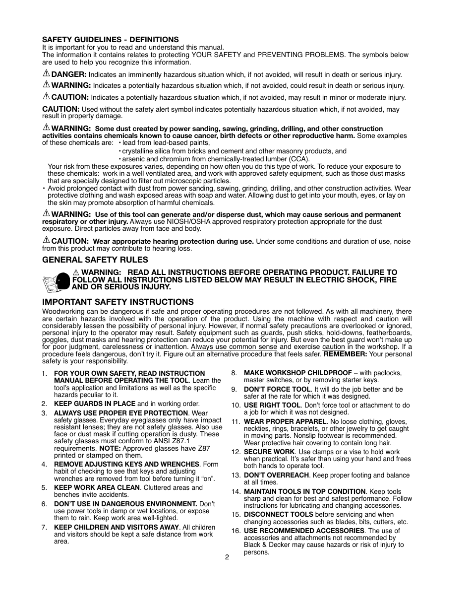 Black & Decker BDDP100 User Manual | Page 2 / 38