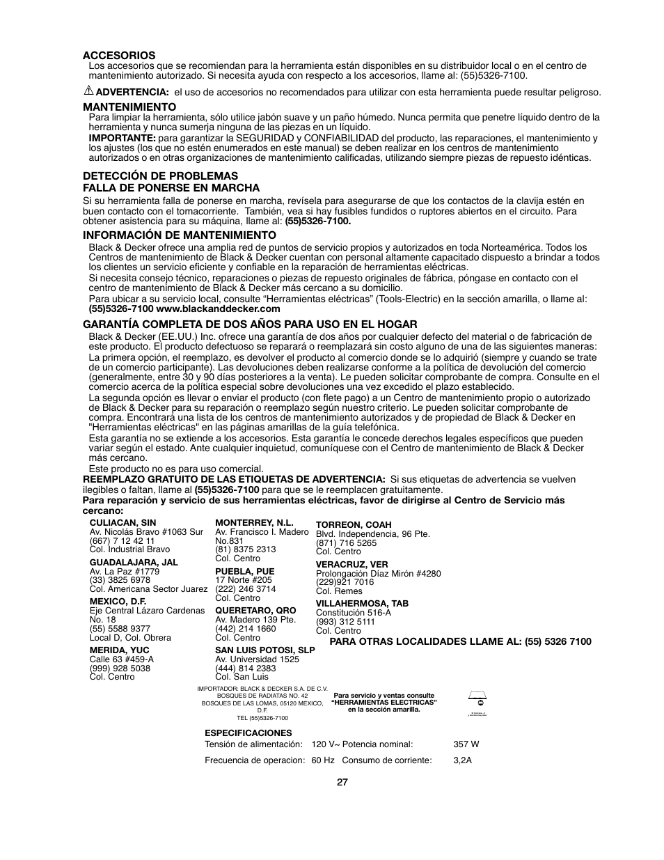 Black & Decker BDDP100 User Manual | Page 27 / 38