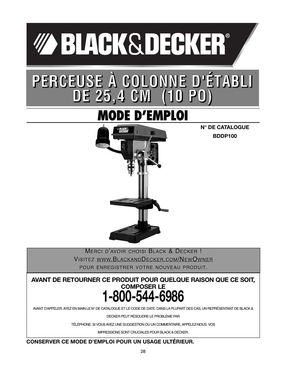 Black & Decker BDDP100 User Manual | Page 28 / 38